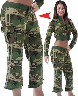   Military Woodland Camouflage Capri Sweatpants Army Fashion Pants