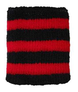 WRISTBAND Sweatband Goth EMO PUNK Stripe Black Red  