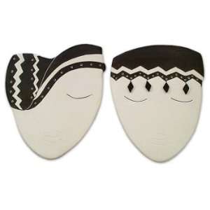  Ceramic masks, Shipibo Twins (pair)