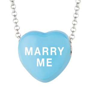  Sweethearts Blue Enamel 14mm Heart MARRY ME Necklace 