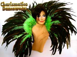 GREEN BRAZIL Feather SAMBA CARNIVAL BACK PACK COLLAR  