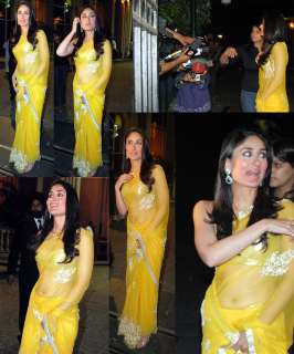 Premium Quality Yellow Bright Net Saree Same as Kareena Kapoor Worn 
