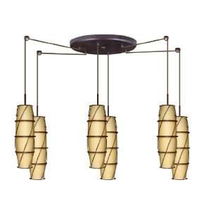Suzi Six Light Cord Hung Mini Pendant with Round Canopy Finish Bronze 