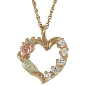  Black Hills Gold Heart Pendant Necklace with Cubic 