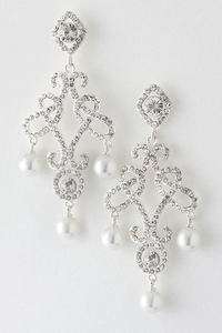   & Rhinestone Chandelier Pierced Earrings Wedding Bride Bridesmaids