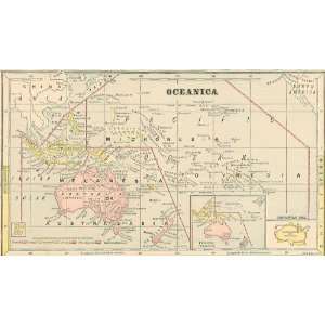  Monteith 1880 Antique Map of Oceanica
