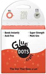 Glue Dots Adhesive Flat Dots Roll 1/2 wide 200 dots  