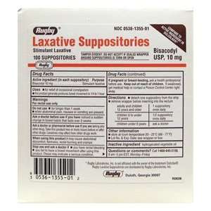  Bisacodyl   Laxative Suppositories 10 mg 100 Ct by Rugby 
