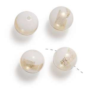  Glass 20mm Round Beads Milk White Gold Foil (4) Arts, Crafts & Sewing