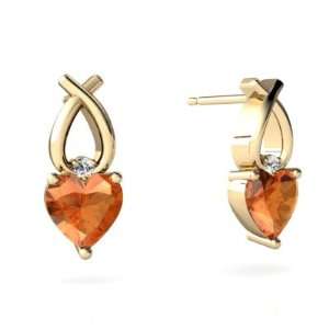  14K Yellow Gold Heart Fire Opal Earrings Jewelry