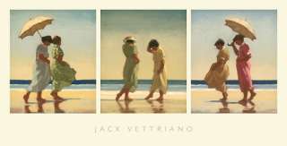 Summer Days Jack Vettriano Umbrellas Beaches Print 27.5x14.25  