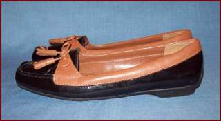   RALPH LAUREN SHOES BLACK AND BROWN PATENT LEATHER FLATS LOAFERS  