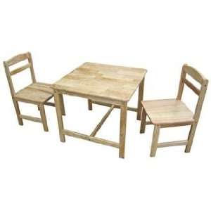  3 Piece Set Natural Finish Kids Table and Chairs