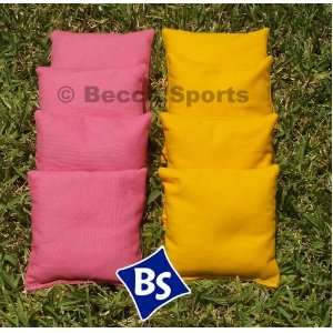  Cornhole Bags Set   4 Pink & 4 Yellow