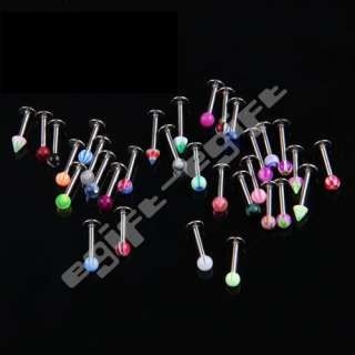 30 Mix Surgical Steel Labret Lip Chin Studs Bars Rings  