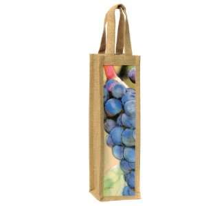  Cabernet Grapes Imprinted Jute Single Bottle Wine Bag w 