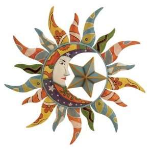  Moon, Star and Sun Enamel Painted Metal Art Sculpture 