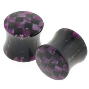 Purple Marble Acrylic Checker Double Flare Plugs   1 (25mm)   Sold 