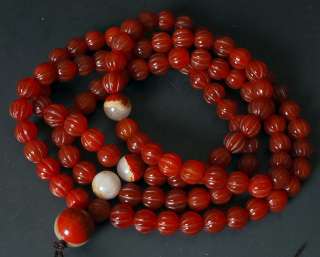 108 red Agate Melon Prayer Bead Pumpkin Rosary Buddhist  