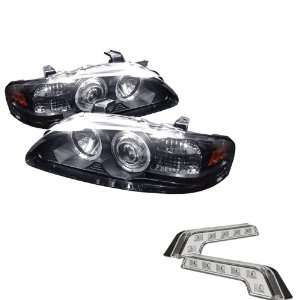   LED Black Projector Headlights and LED Day Time Running Light Package