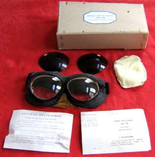 PO 1M Original Russian AF Pilot Bug Eye Goggles+Dark Lenses 