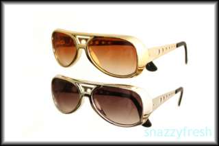 Elvis Silver Gold stunna sunglasses party chrome two 2  