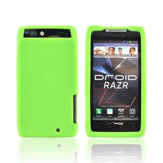 For Motorola Droid RAZR Neon Green Rubber Anti Slip Skin Silicone Case 