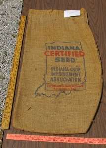 Feed Sack Indiana Certified Seed Crop Burlap ++  