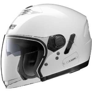 Nolan N43E N COM Solid Helmet, Metallic White, Primary Color White 