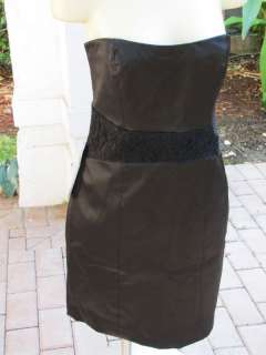 BEBE DRESS black 171960 Gina Strapless lace halter bustier  