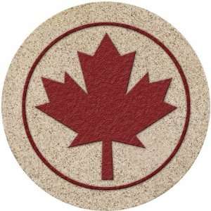   Natural Sandstone Coaster Set Canadian Maple Leaf