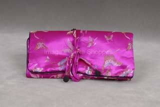 New Oriental Satin Jewelry Travel Pouch Roll Case Bag  