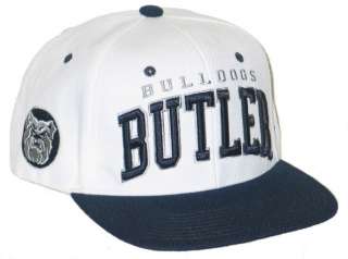 BUTLER BULLDOGS VINTAGE WHITE SUPER STAR SNAPBACK ADJUSTABLE HAT/CAP 