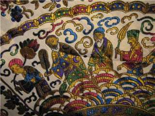 Piano Shawl Throw Embroidery Butterflies,Vases,Priest lots of color 