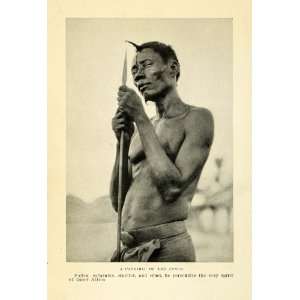 Print Cannibal Congo Spear Weapon Portrait Democratic Republic Africa 