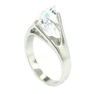  Classic Sterling Silver Solitaire Promise Ring w/Fancy cut 