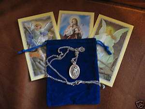 St. Michael & Angel Saint Medal with 24 Inch Necklace  