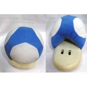  Mario Bro Pair of Plush Slippers   Blue Mushrooms Toys 