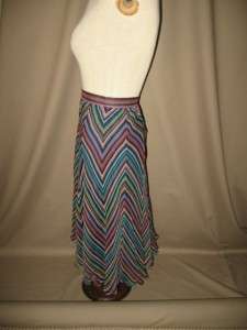 CACHAREL Striped A Line Silk Multi color Skirt Waist 31  