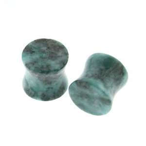  Green ite Stone Plugs   1/2 (12mm)   Sold as a 
