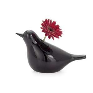  Torre & Tagus Bird Ceramic Vase, Black
