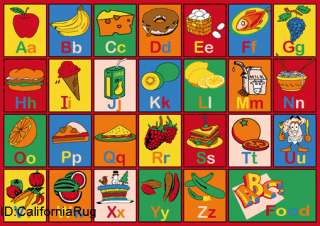 3x5 Rug Educational ABC Alphabet Food Numbers Fruit  