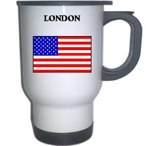  US Flag   London, Ohio (OH) White Stainless Steel Mug 