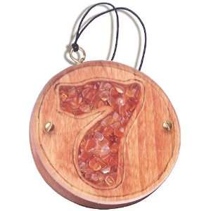   and Wooden Amulet Lucky Seven Car Charm In Carnelian 