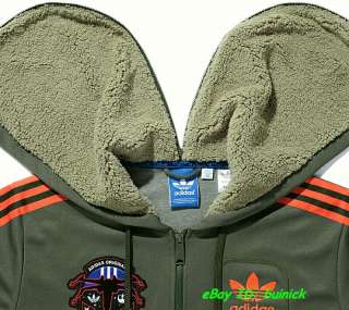 ADIDAS STAR WARS HOODED FLOCK TRACK TOP JACKET Military Green Army 