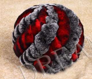 Silver Denmark Genuine Real Rex Rabbit Fur Hat Red Brown UK US  