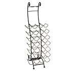 Black Iron Standing Wine Bottle and Glass Rack NEW