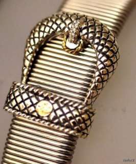 New ANDREA CANDELA SS 18K Diamond Buckle Cuff Bracelet  