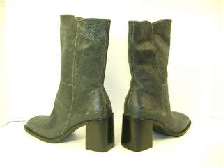 EDGY CANDIES Characoal Gray Gleaming Crackly Leather Boots 7.5  