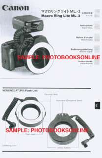 Canon Macro Ring Lite ML 3 Instruction Manual EFGS  